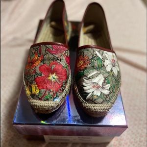 Floral printed GG Supreme fabric espadrillas